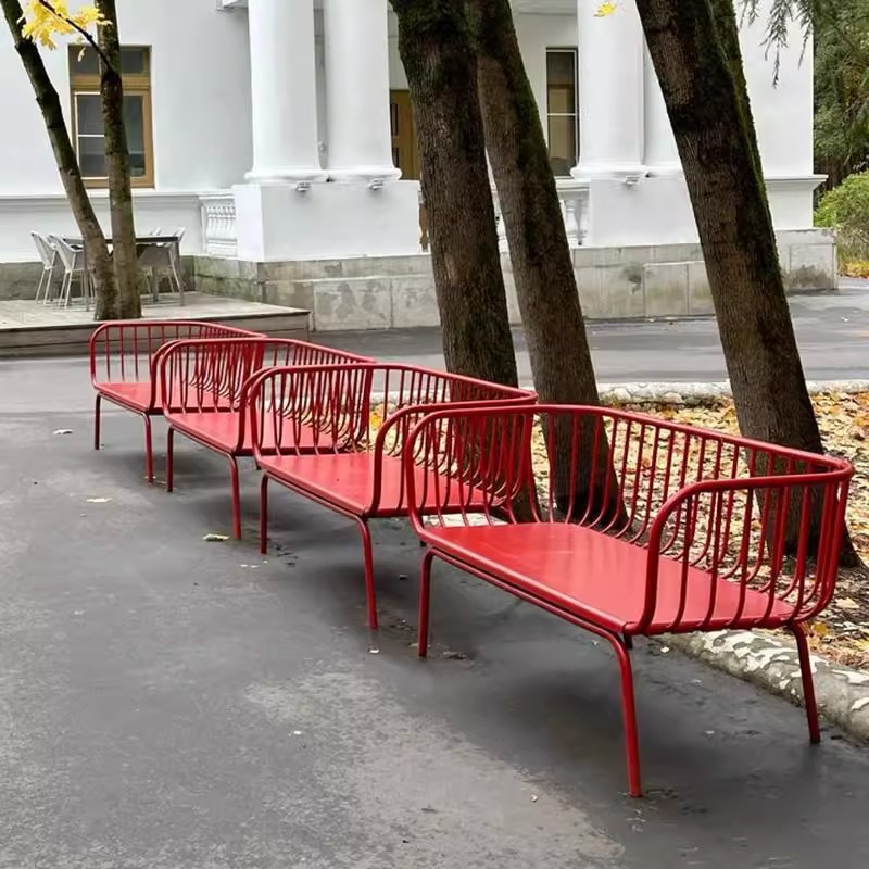 Garden Bench Metal - 빨간색 야외 조명 고급 연철 벤치