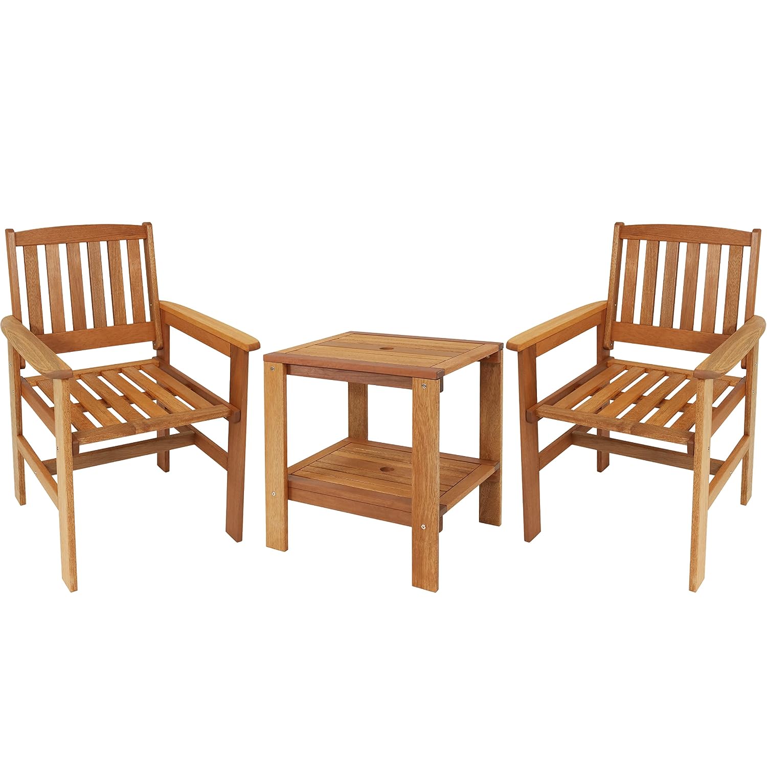 Outdoor Furniture Oil - 3피스 원목 파티오 세트 (의자 2개