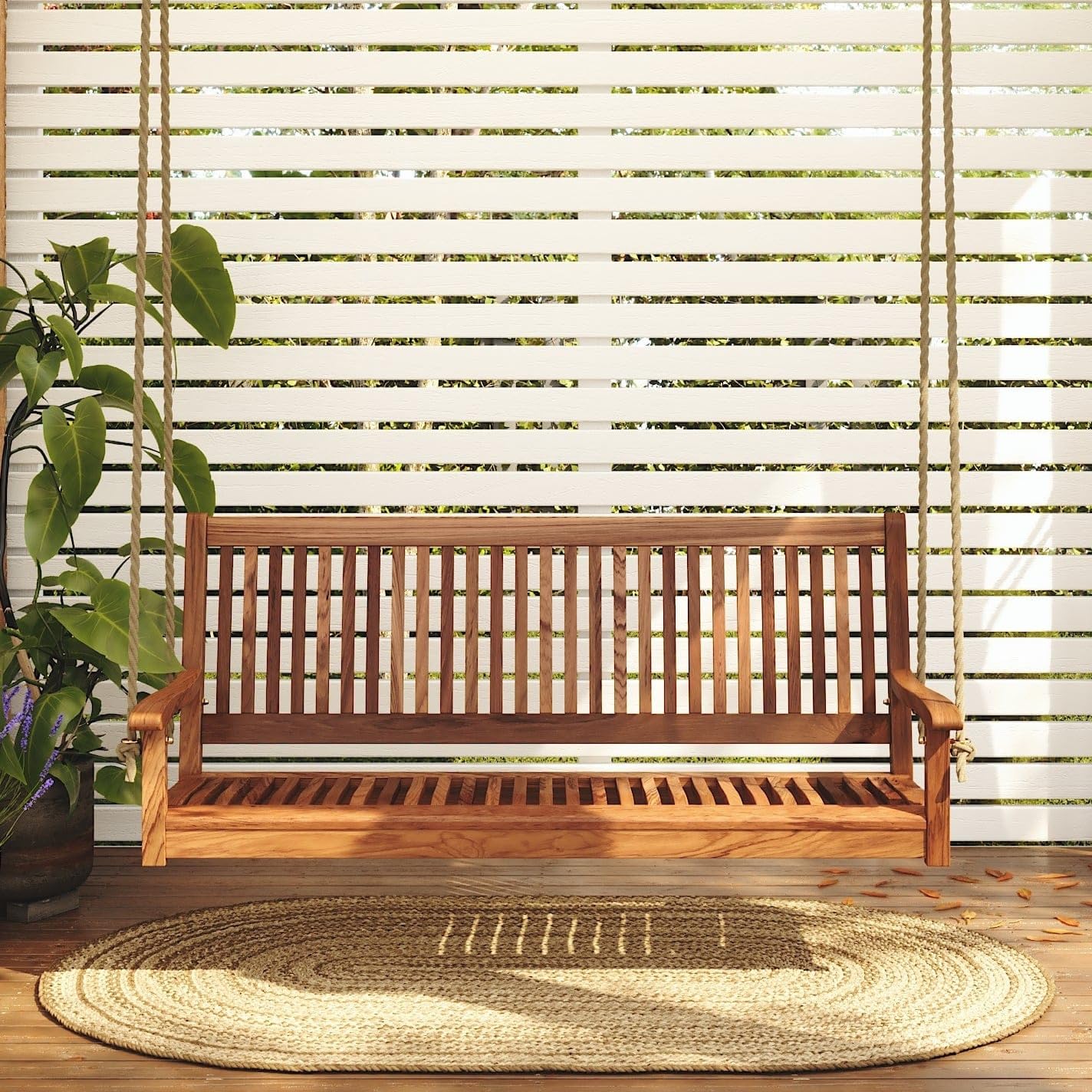 Outdoor Furniture Oil - 5피트 아카시아 나무 포치 스윙, 내후성