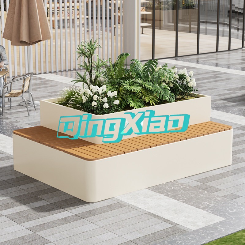 Garden Bench Metal - 야외용 벤치(내장형 화분 포함) 내후성 목재