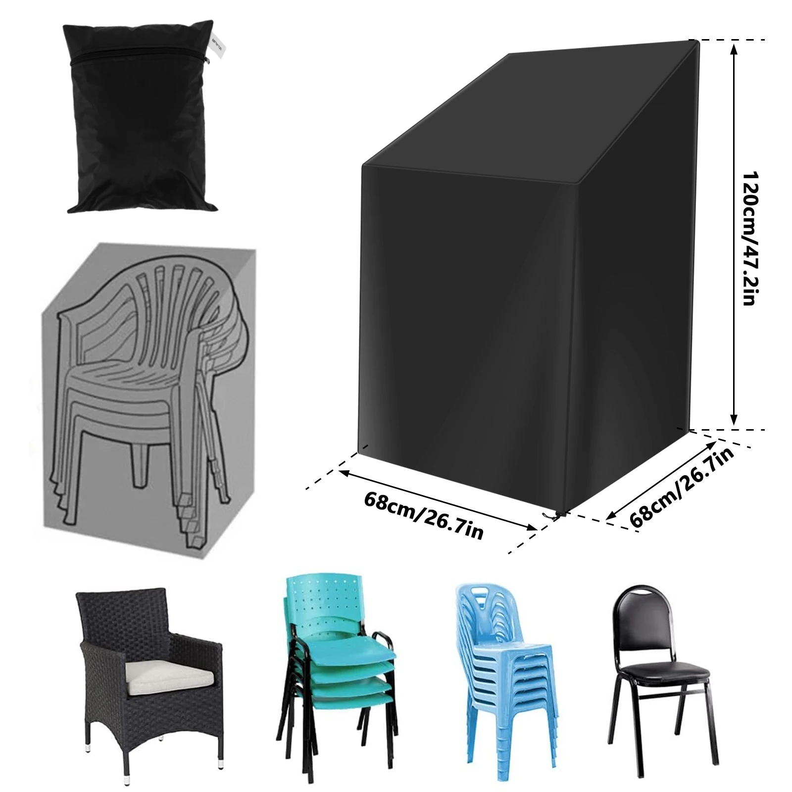 보관 가방이 있는 쌓인 의자 먼지 커버, 방수 의자 커 - Outdoor Furniture Paint 리뷰 및 가격