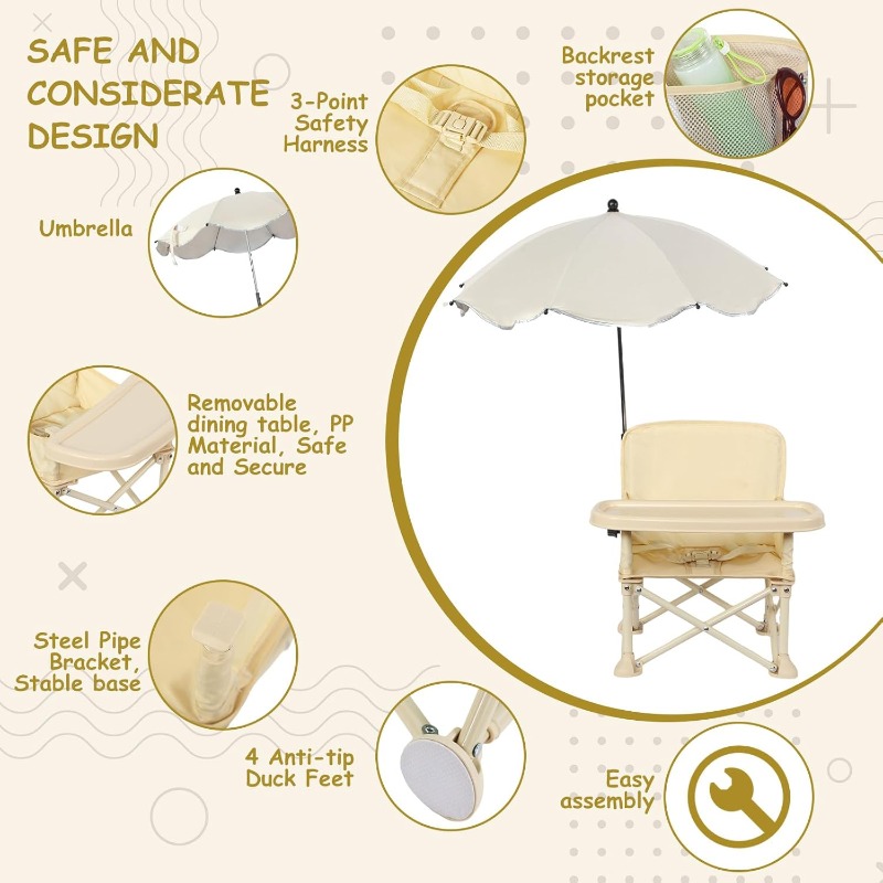 아기 야외용 비치 의자, 우산, 등받이, 포켓, 안전벨 - Outdoor Furniture Table And Chairs 리뷰 및 가격