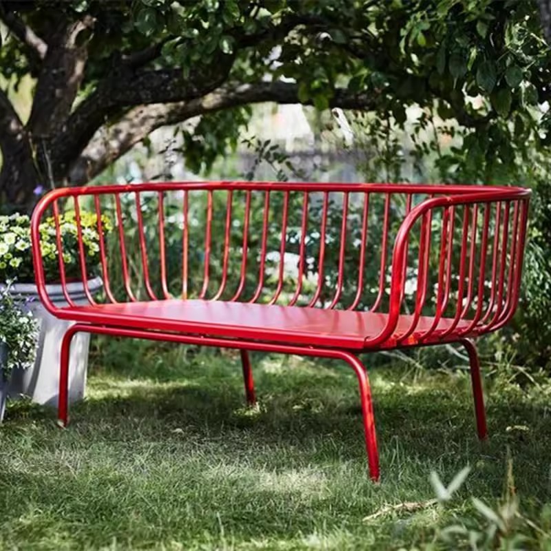 빨간색 야외 조명 고급 연철 벤치 야외 레저 의자 안뜰 - Garden Bench Metal 리뷰 및 가격