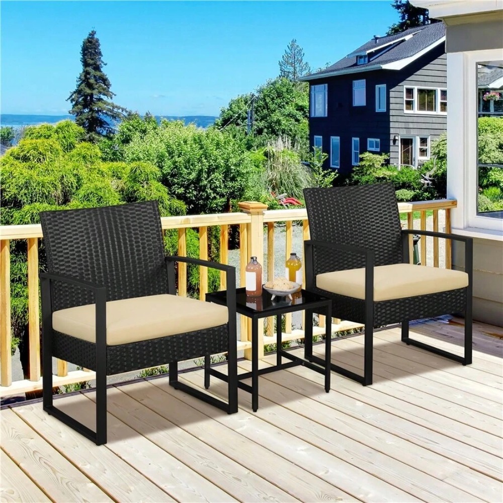 3피스 야외용 위커 가구 세트 (라탄 의자 2개와 커피 - Outdoor Furniture Table And Chairs 리뷰 및 가격
