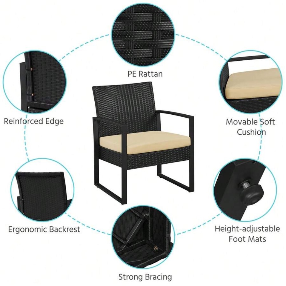 3피스 야외용 위커 가구 세트 (라탄 의자 2개와 커피 - Outdoor Furniture Table And Chairs 리뷰 및 가격