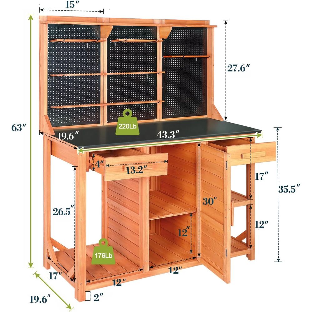 금속 상판, 서랍 및 수납 공간이 있는 나무 정원 화분 - Garden Bench Metal 리뷰 및 가격
