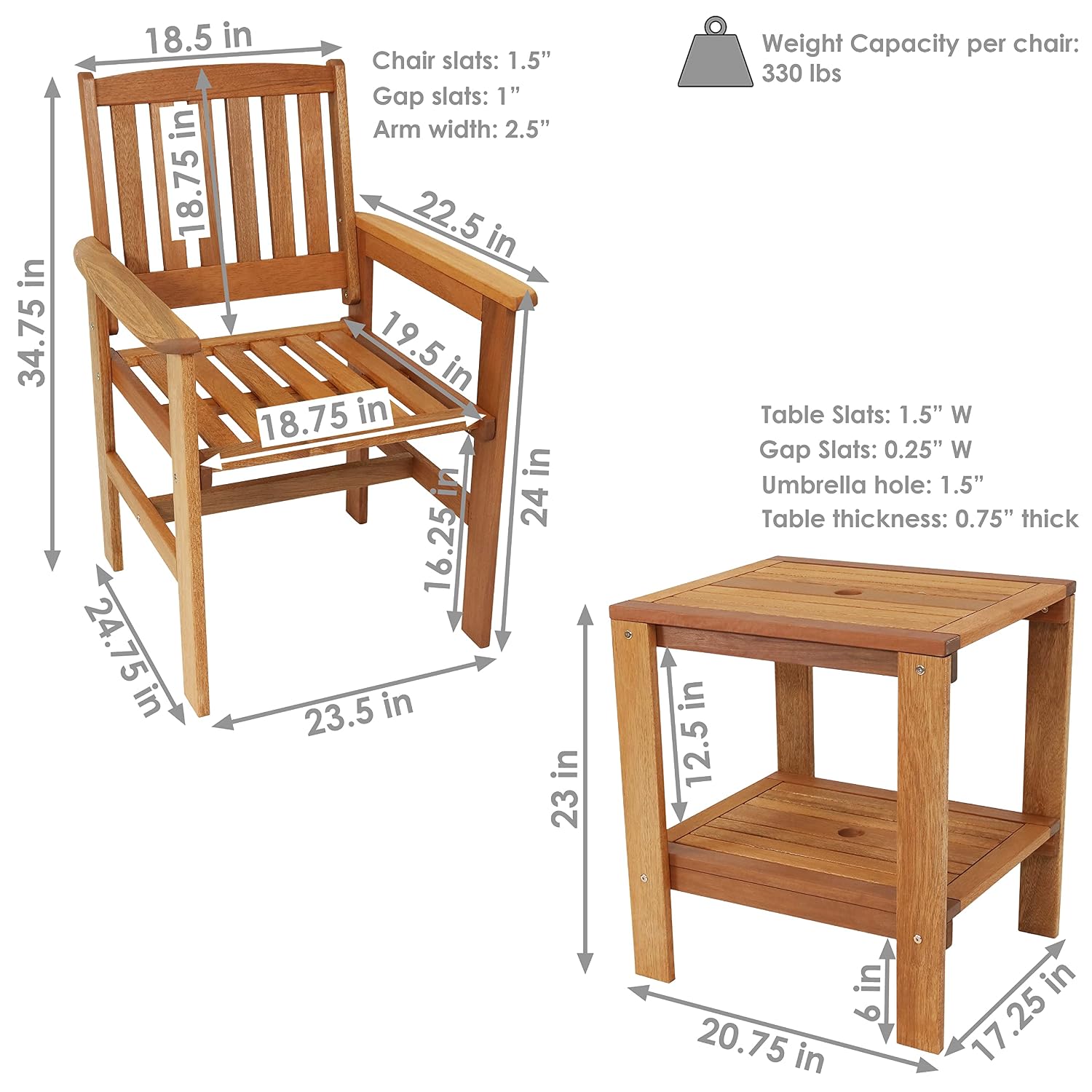 3피스 원목 파티오 세트 (의자 2개 & 테이블), 티 - Outdoor Furniture Oil 리뷰 및 가격