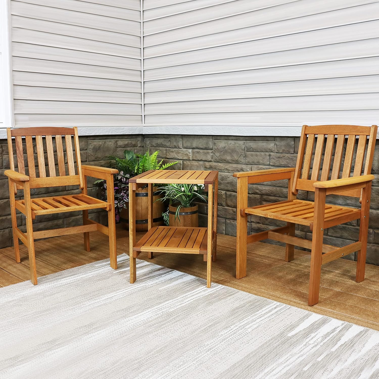 3피스 원목 파티오 세트 (의자 2개 & 테이블), 티 - Outdoor Furniture Oil 리뷰 및 가격