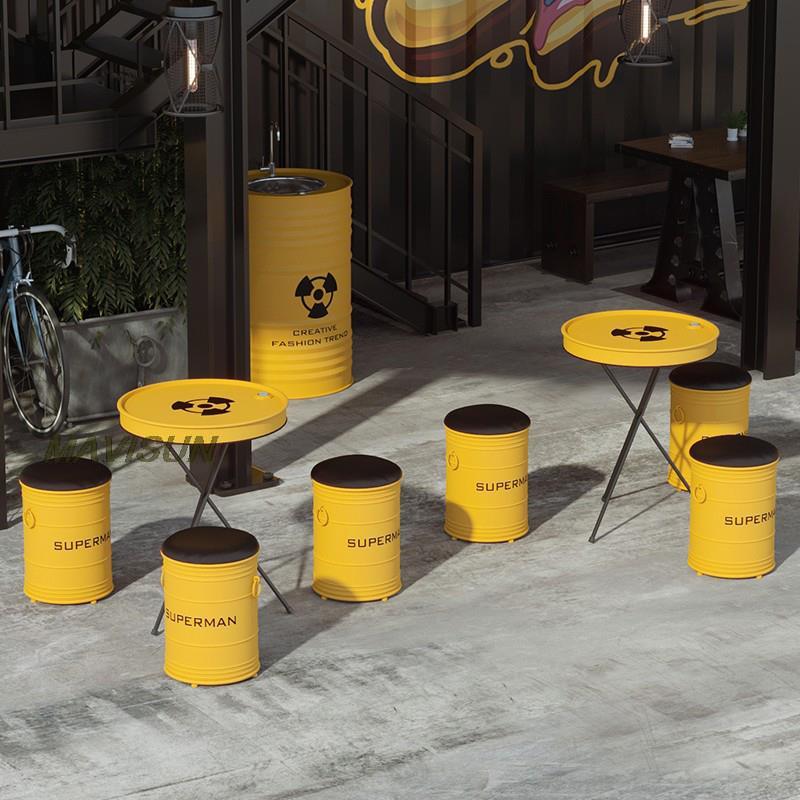 크리에이티브 단조 다리미 오일 드럼 데크 밀크 티 숍, - Outdoor Furniture Oil 리뷰 및 가격